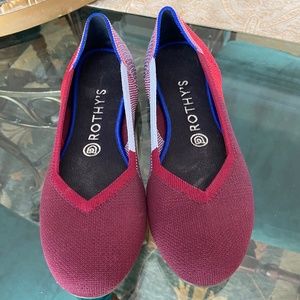 Rothy’s flats euc 7.5 red blue